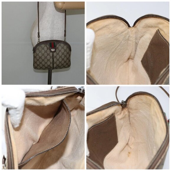 GUCCI GG Supreme Web Sherry Line Bag PVC Beige Gold - Picture 15 of 15